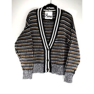 8pm Mara Cardigan Sweater Size M Medium Wool In Grigio Melange Made In Italy